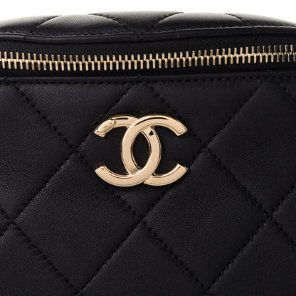Chanel Lambskin Quilted Resin Bi-Color Waist Bag Fanny Pack Black 7 of 9