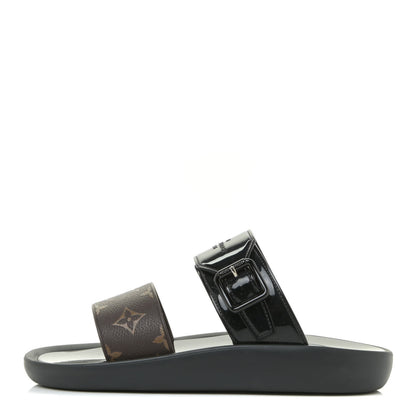 Louis Vuitton Monogram Sunbath Flat Mule Sandals 38 Black 1 of 12