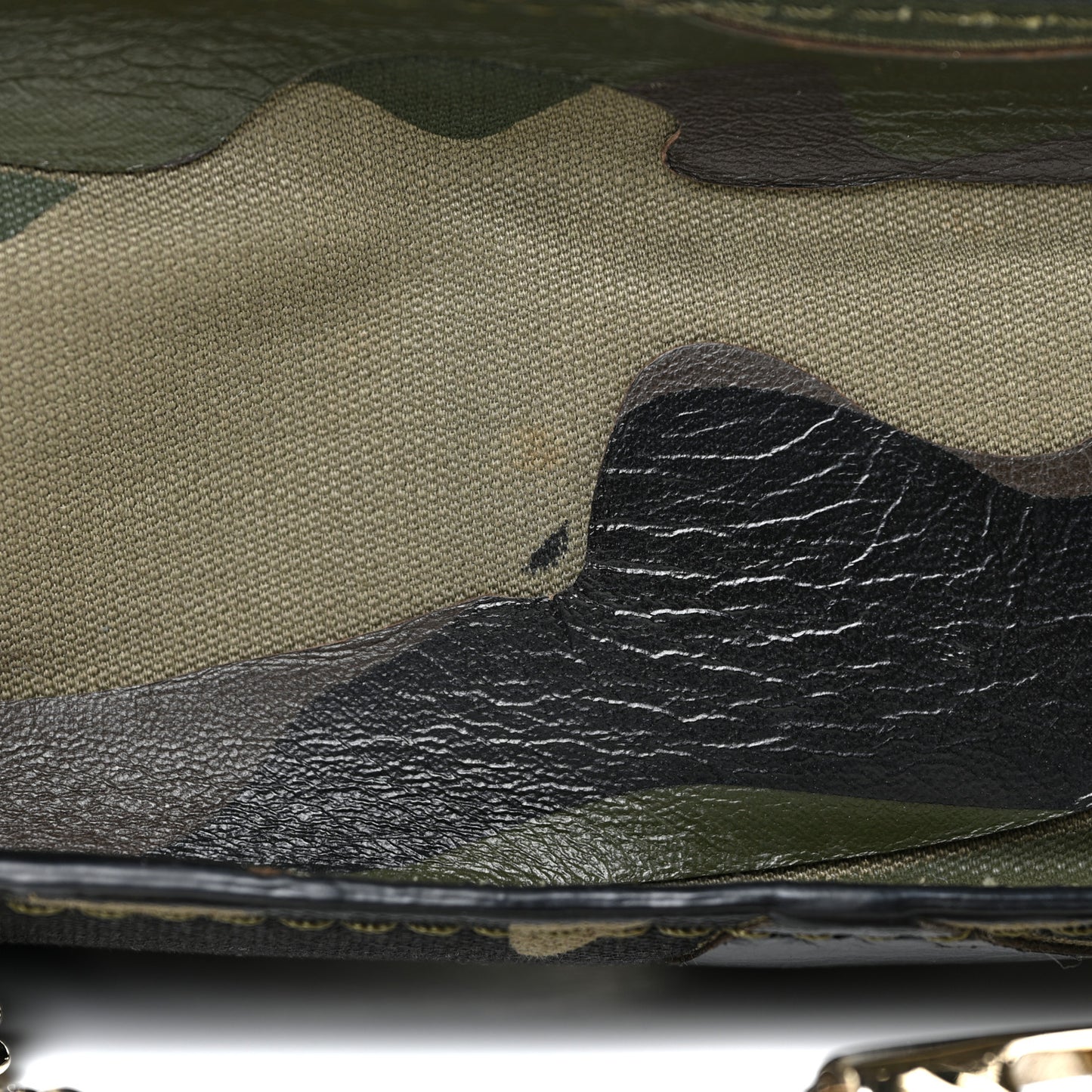 Nappa Canvas Camouflage Medium Glam Lock Rockstud Flap Verde
