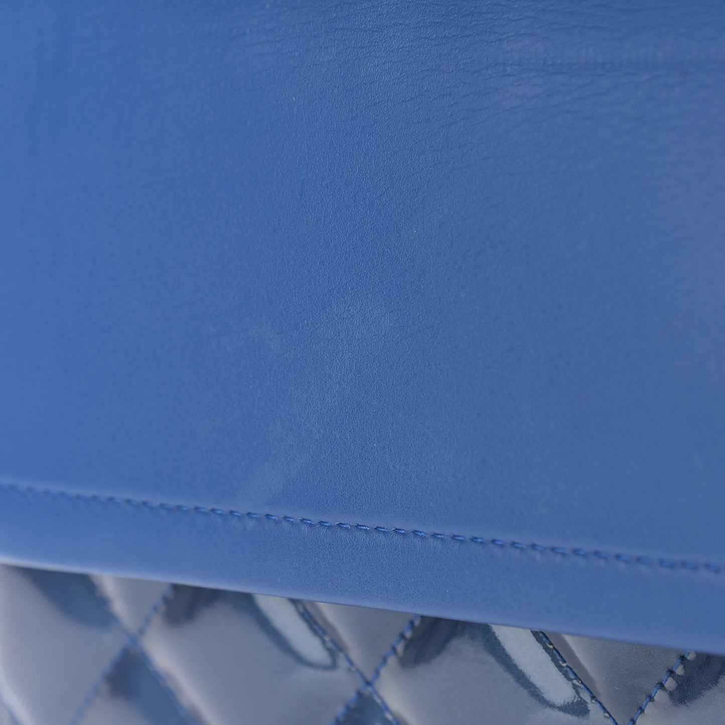 Patent Quilted Jumbo Double Flap Blue