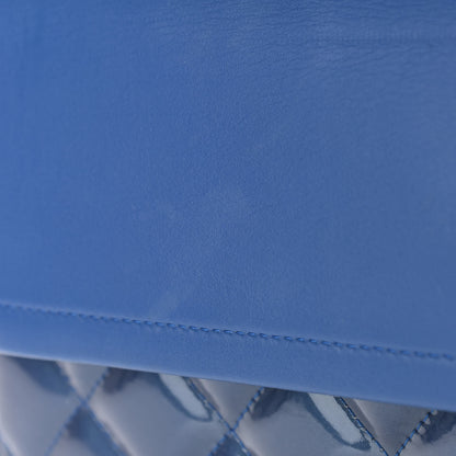Chanel Patent Quilted Jumbo Double Flap Blue 17 of 20