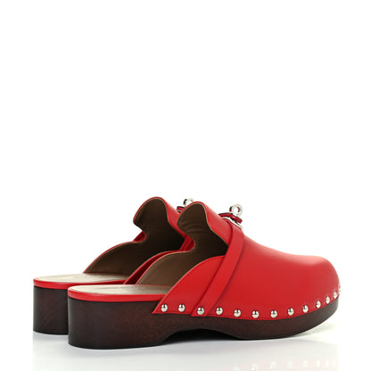 Hermes Calfskin Carlotta Mules 39 Rouge 4 of 8