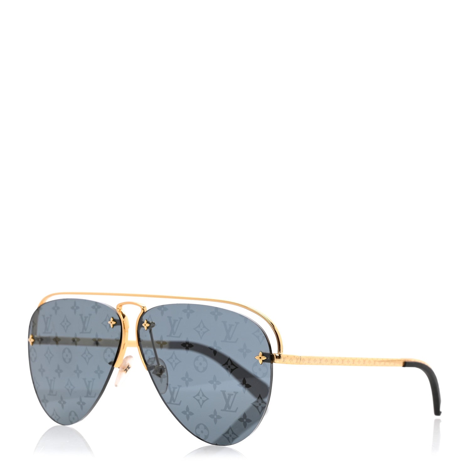 Louis Vuitton Metal Monogram Grease Sunglasses Z1172W Gold 1 of 8