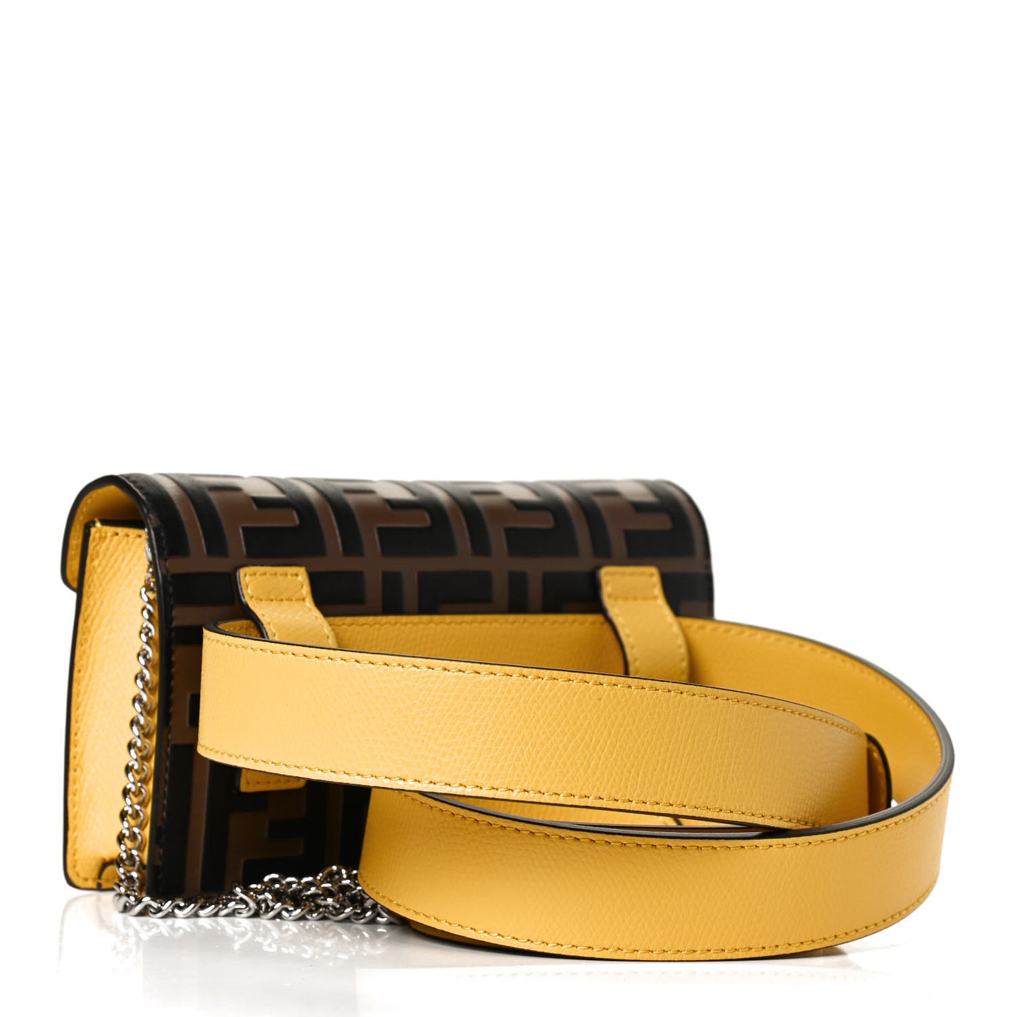 Vitello Cruise F is Fendi Bi-Color FF 1974 Embossed Envelope Belt Bag Maya Black Sunflower