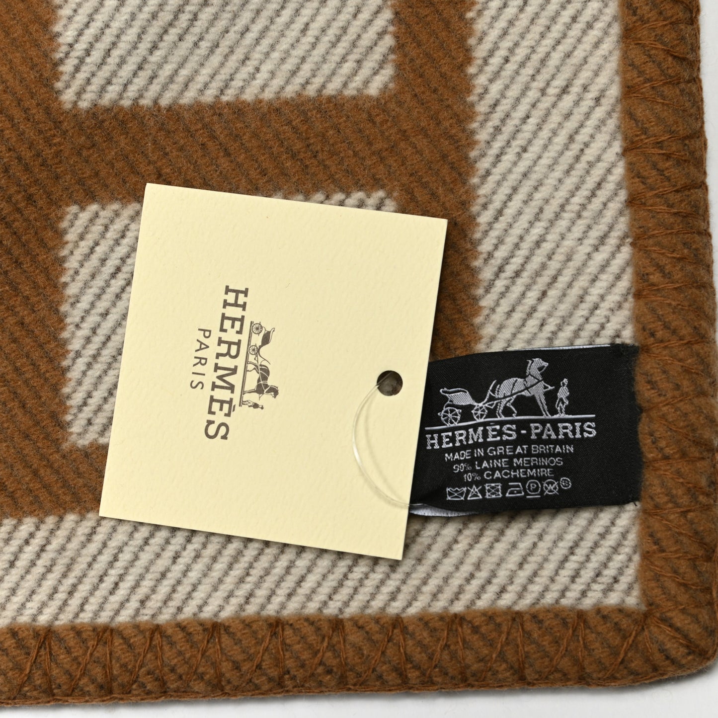Wool Cashmere Avalon Blanket Ecru Camel