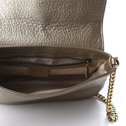 Gucci Metallic Pebbled Calfskin Medium 1973 Chain Shoulder Bag Golden Beige 5 of 9