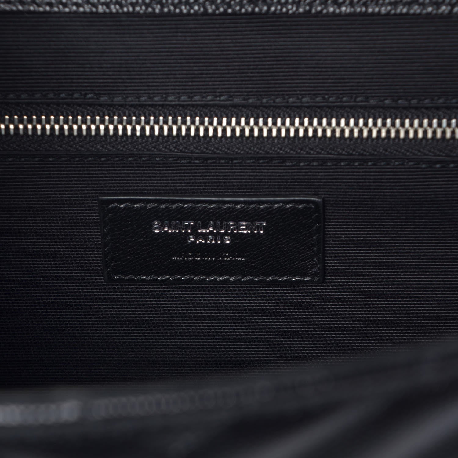 Saint Laurent Grain De Poudre Matelasse Chevron Large Monogram Satchel Black 6 of 7