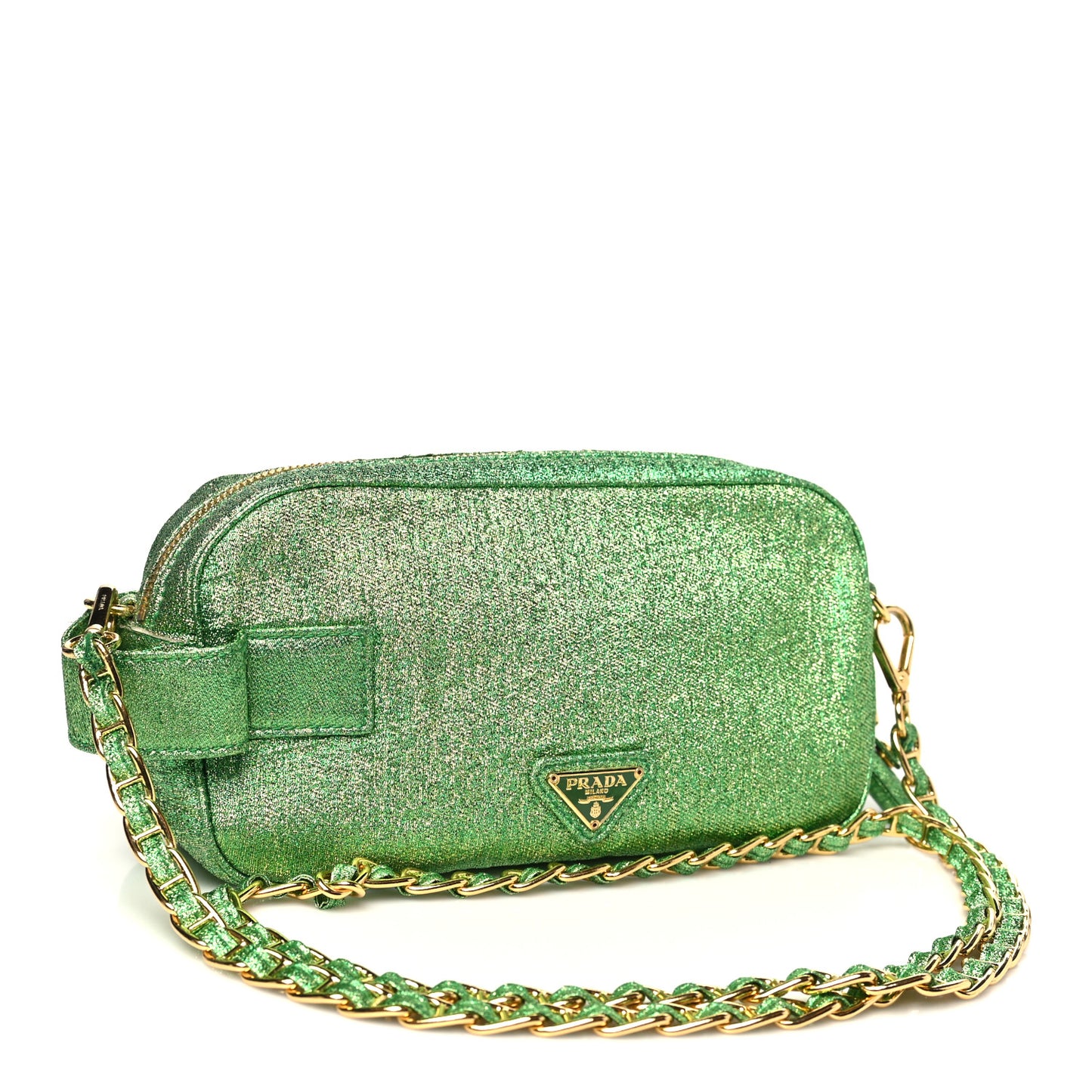 Lurex Chain Crossbody Bag Green