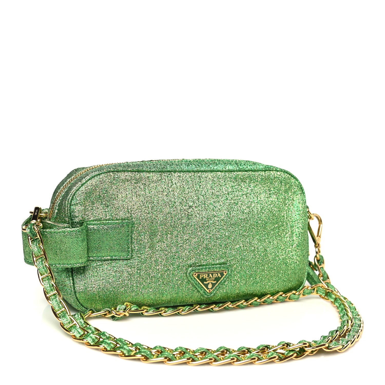 Prada Lurex Chain Crossbody Bag Green 4 of 13