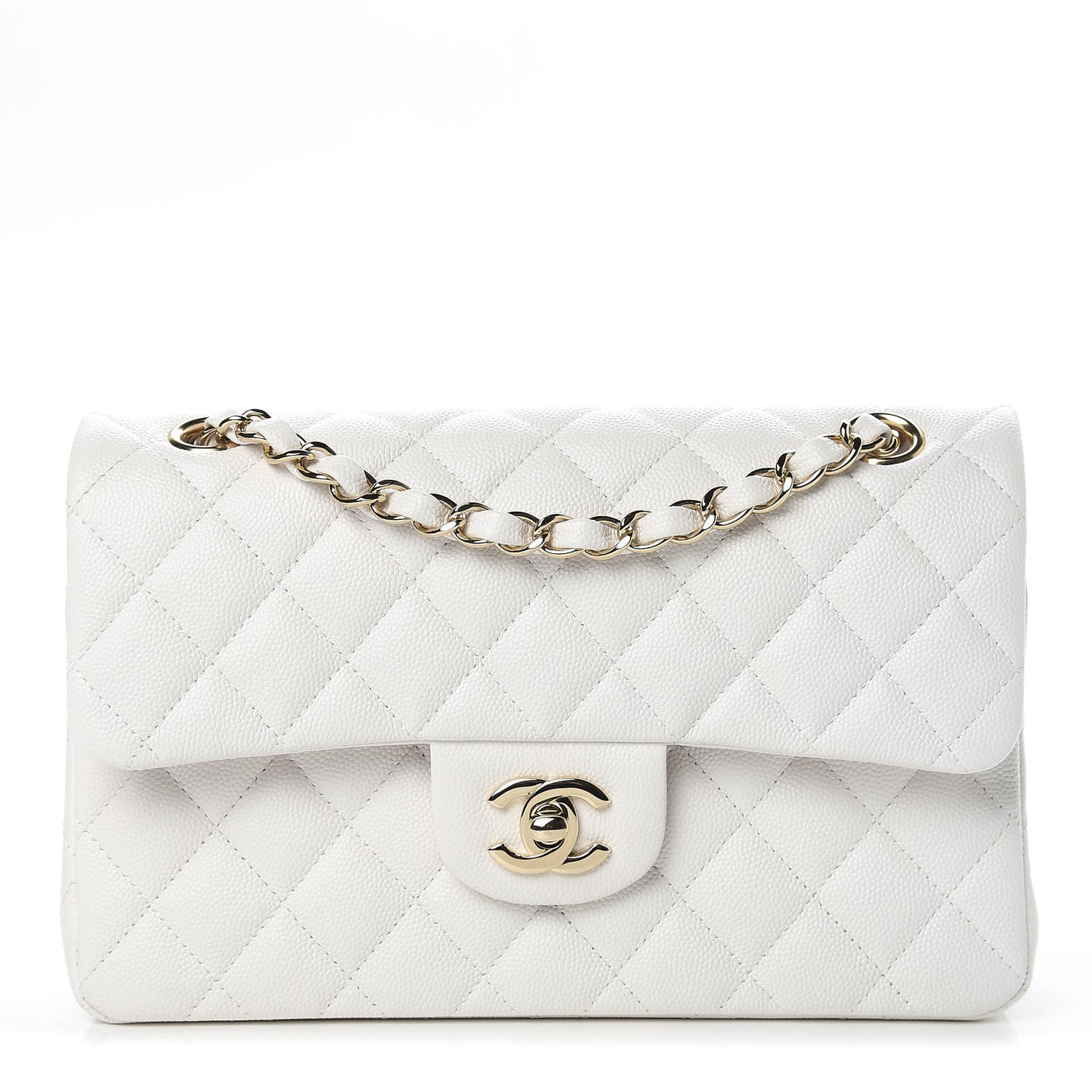 Caviar Quilted Small Double Flap White