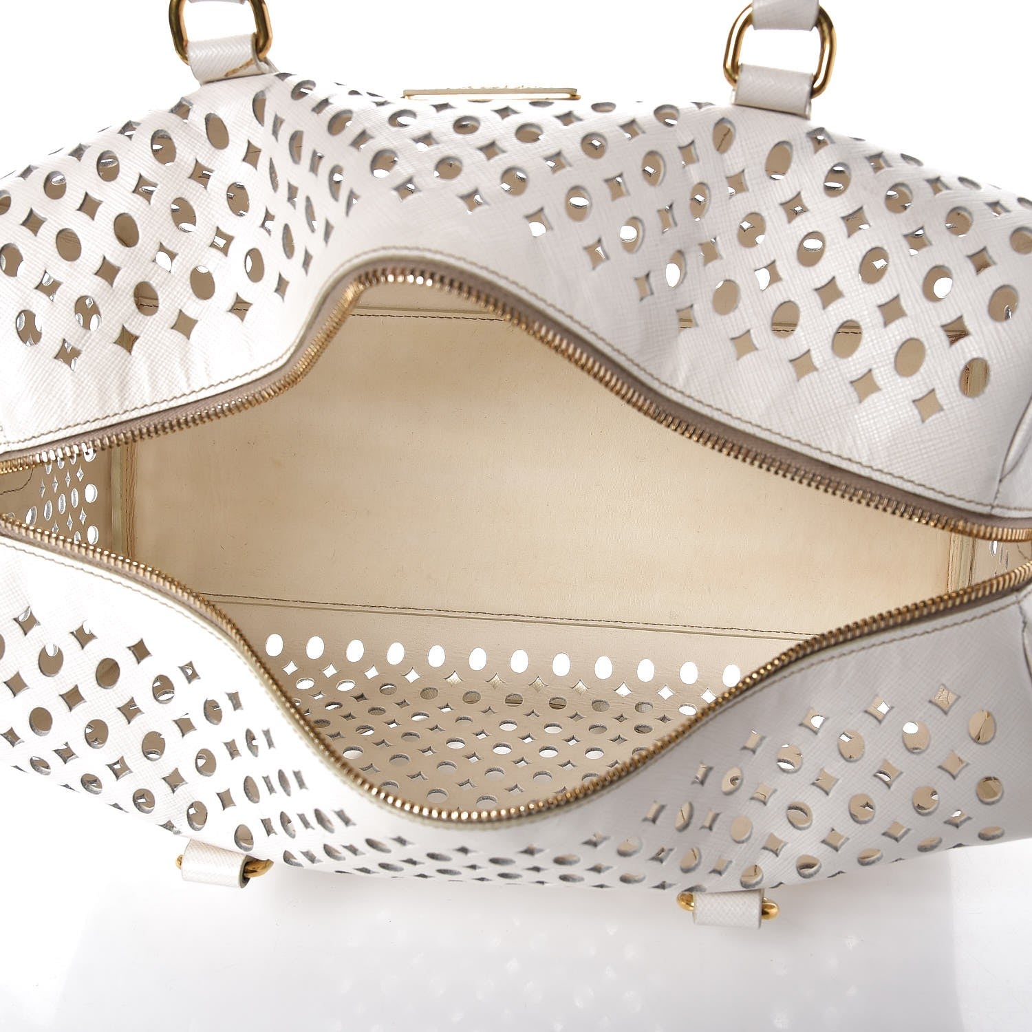 Prada Saffiano Perforated Satchel White 7 of 10