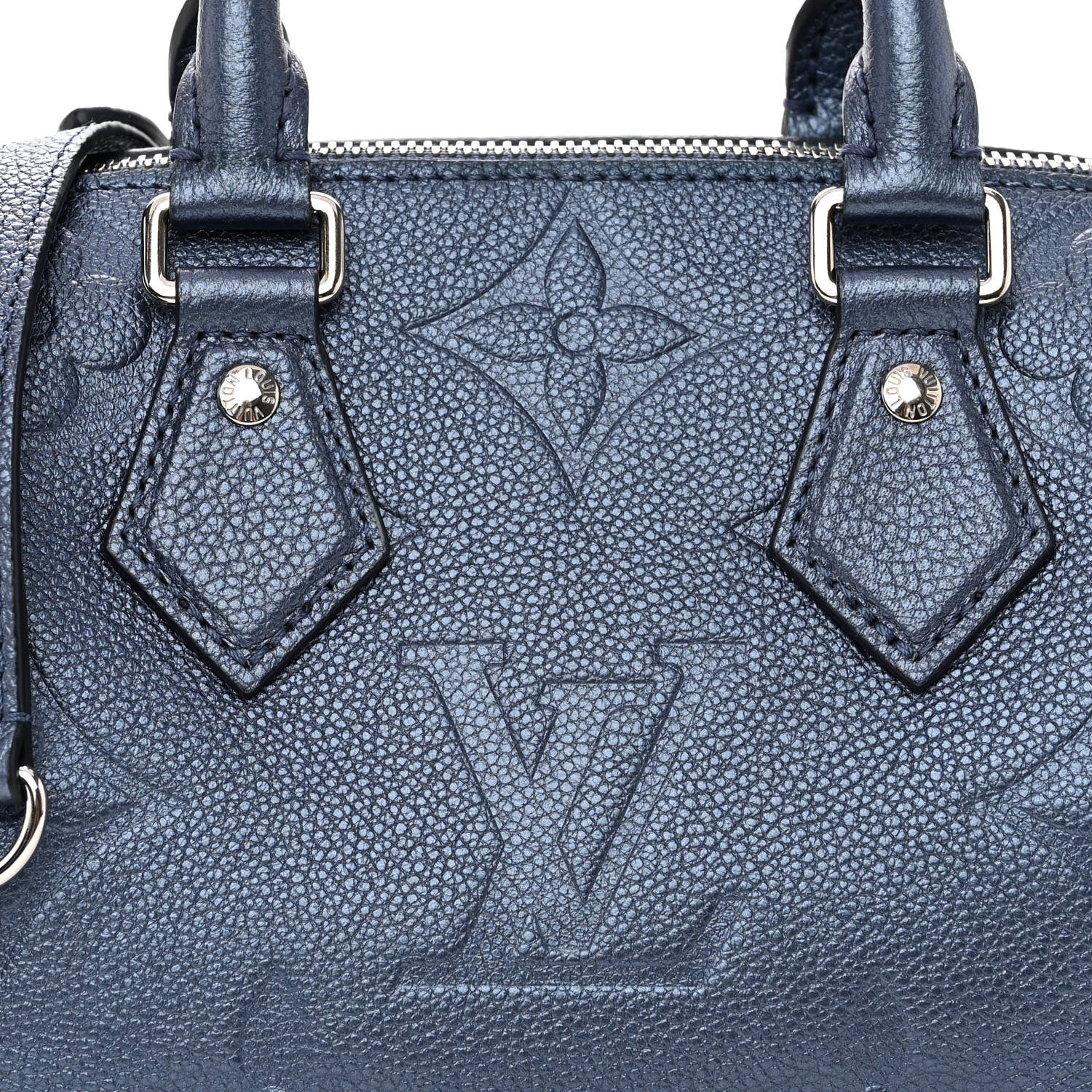 Louis Vuitton Metallic Empreinte Monogram Giant Speedy Bandouliere 20 Navy Nacre 7 of 9