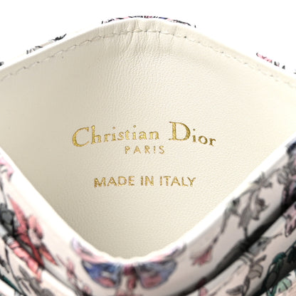 Christian Dior Calfskin Butterfly Printed Caro Five-Slot Card Holder White Multicolor 6 of 7