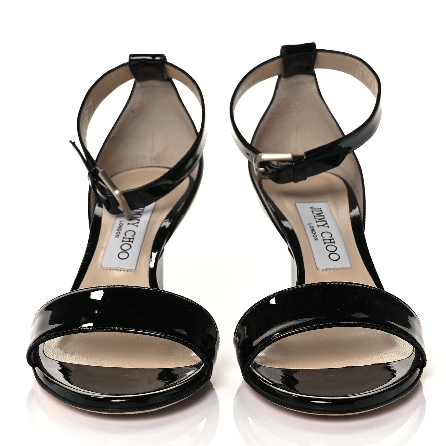 Jimmy Choo Patent Calfskin Edina Sandals 37 Black 2 of 8