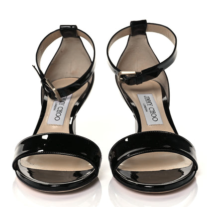 Jimmy Choo Patent Calfskin Edina Sandals 37 Black 2 of 8