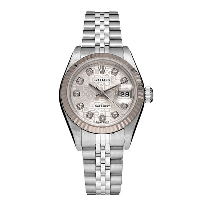 Rolex Stainless Steel 18K White Gold Diamond 26mm Oyster Perpetual Datejust Watch Silver Jubilee 79174 1 of 8