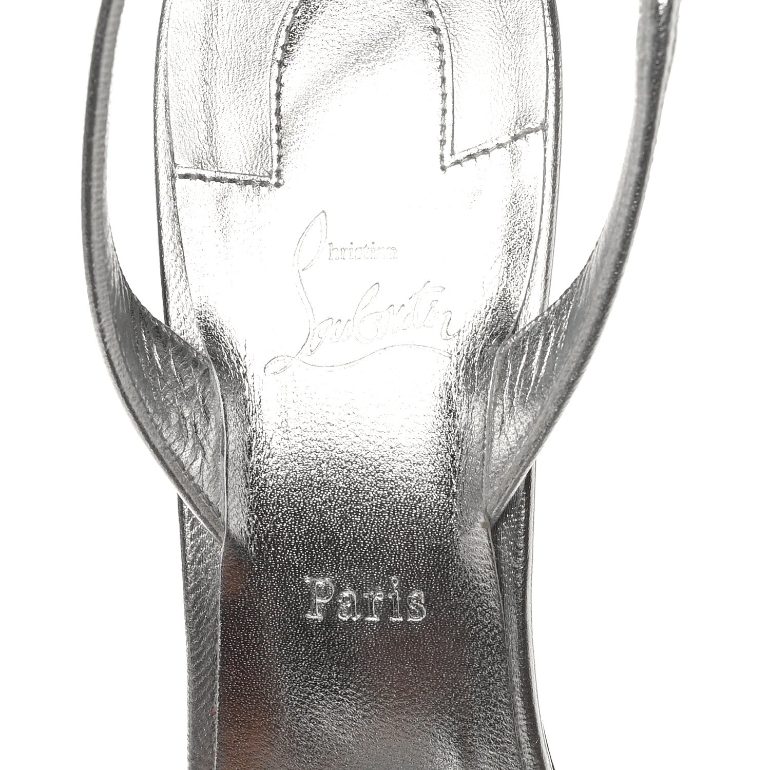 Christian Louboutin Laminated Calfskin Kate Max O Slingback 100 Pumps 38 Silver 7 of 8