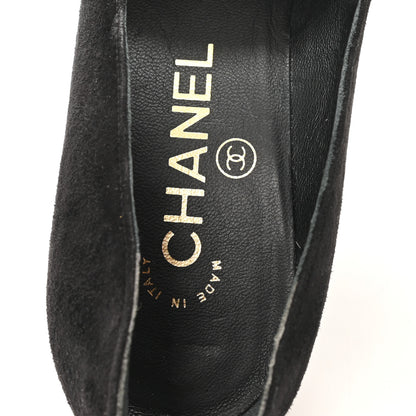 Chanel Suede Patent Calfskin Cap Toe Pearl Pumps 36 Black 8 of 10