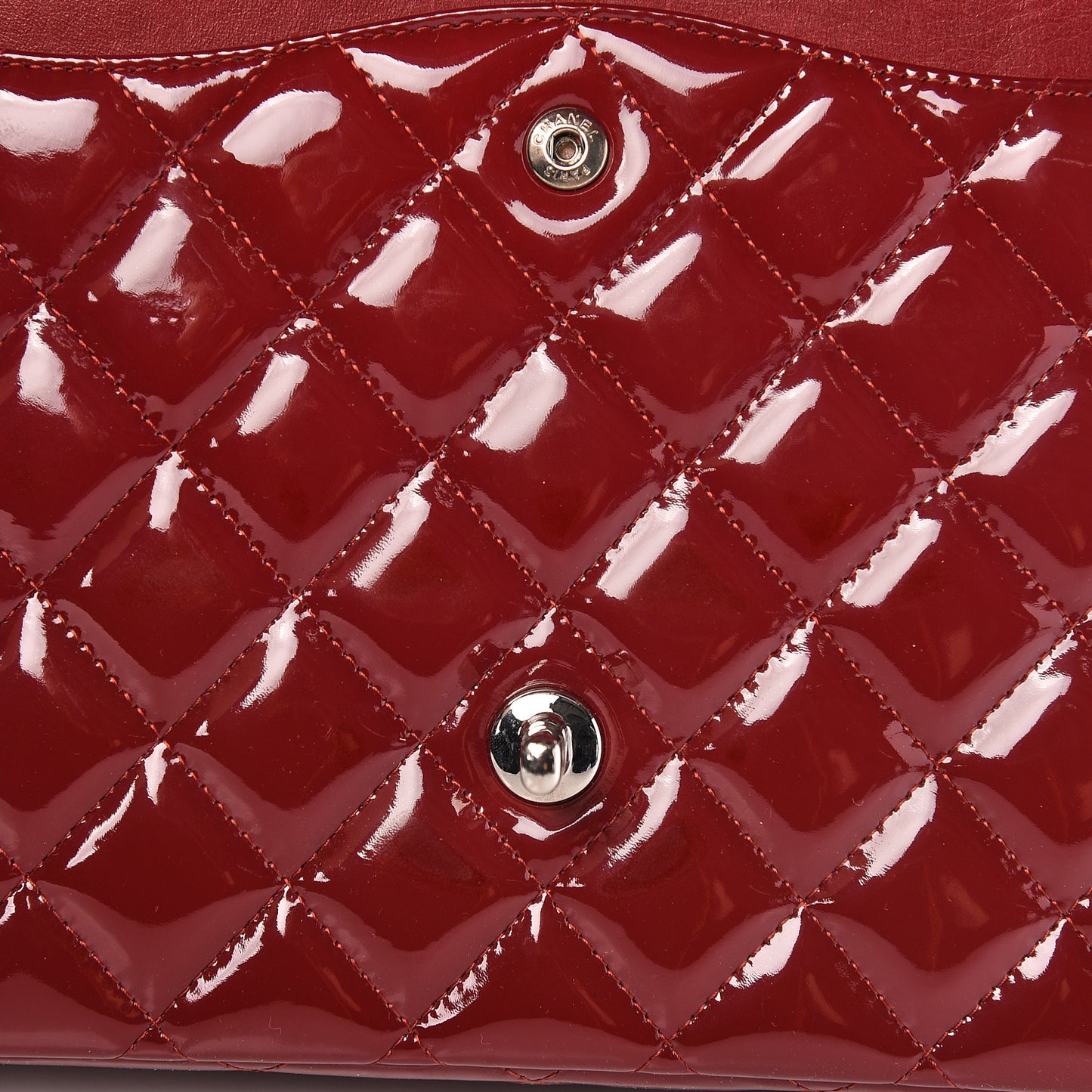 Patent Quilted Maxi Double Flap Red