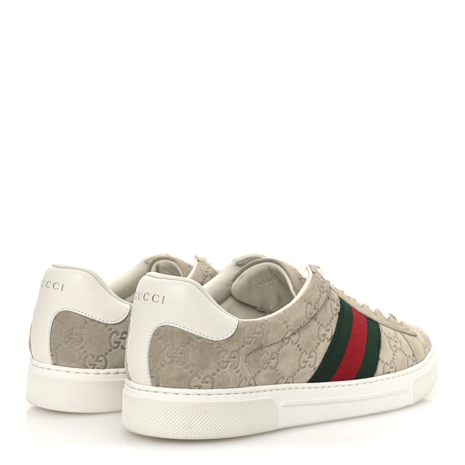 Gucci Suede GG Monogram Web Mens Ace Sneakers 8.5 Oatmeal 5 of 11