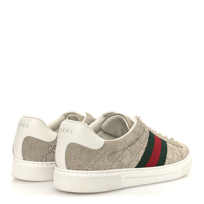 Gucci Suede GG Monogram Web Mens Ace Sneakers 8.5 Oatmeal 5 of 11