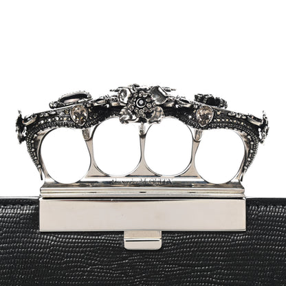 Alexander McQueen Calfskin Lizard Embossed Knuckle Flat Clutch Black 10 of 12
