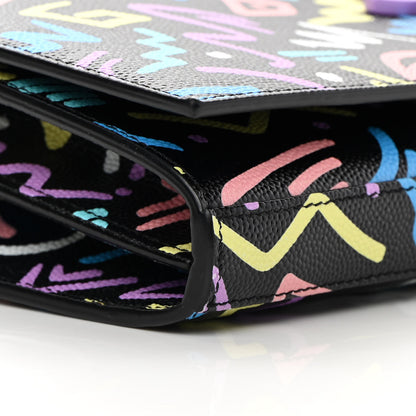 Saint Laurent Grain De Poudre Medium Classic Monogram Multicolor Graphic Print Chain Wallet Black 9 of 14