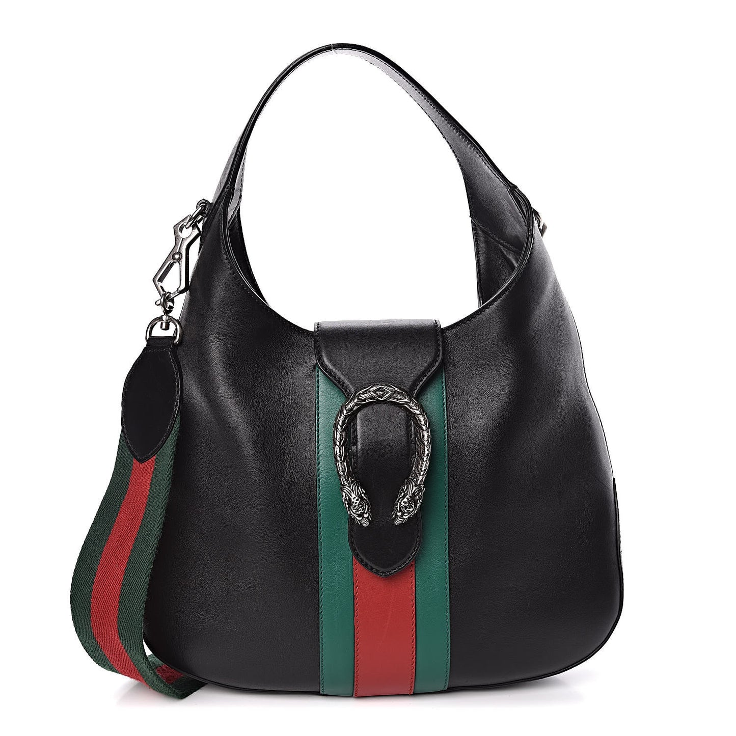 Calfskin Web Stripe Small Dionysus Hobo Black