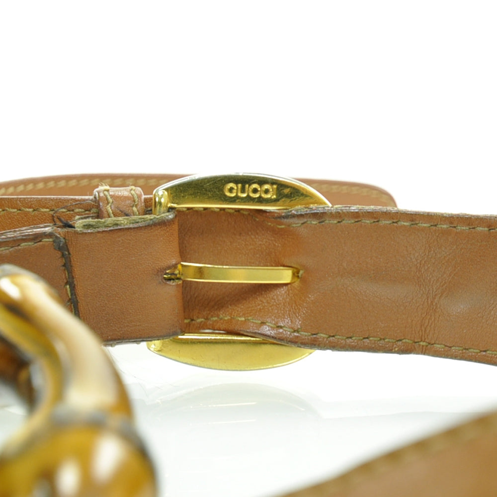 Gucci Leather XL Bamboo Drawstring Sling Backpack 9 of 9