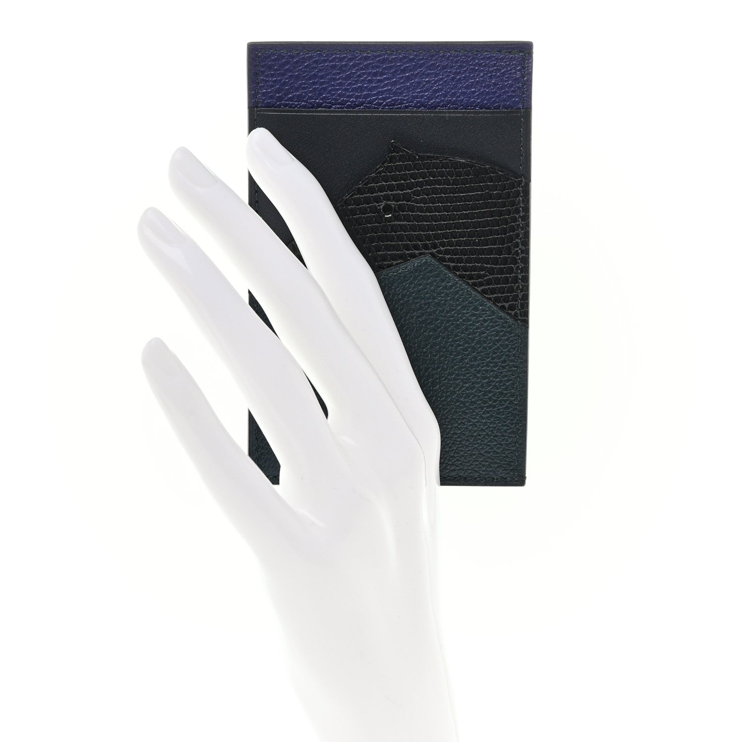 Hermes Polished Lizard Evercolor Sombrero II Les Petits Chevaux Card Holder Cypress Black Bleu Obscur Encre 2 of 8