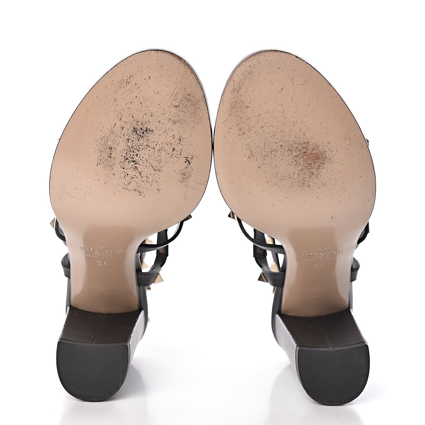 Calfskin Rockstud 90mm City Sandals 36 Black