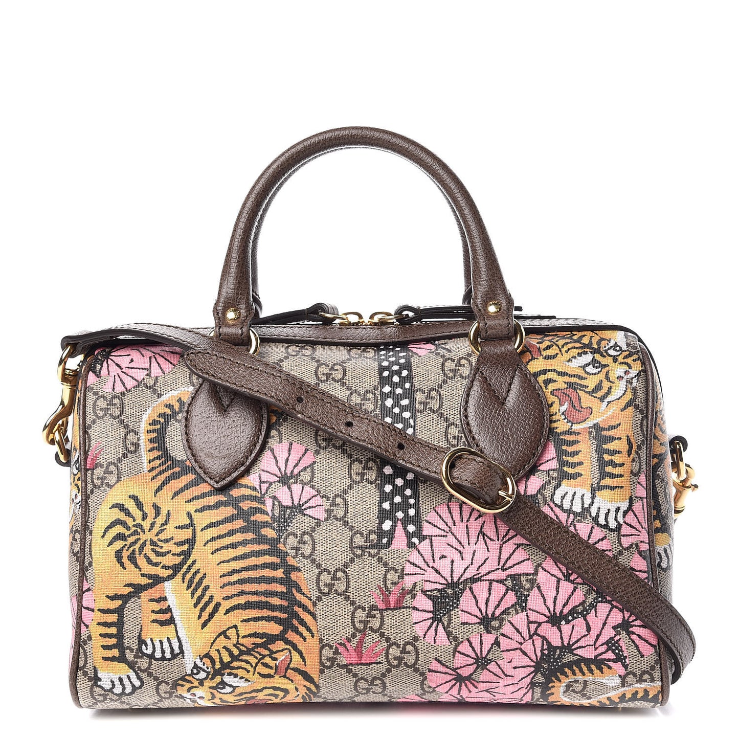GG Supreme Monogram Bengal Small Boston Beige Pink