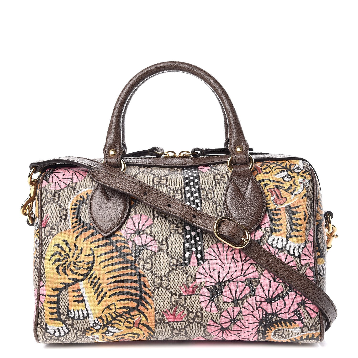 Gucci GG Supreme Monogram Bengal Small Boston Beige Pink 1 of 10