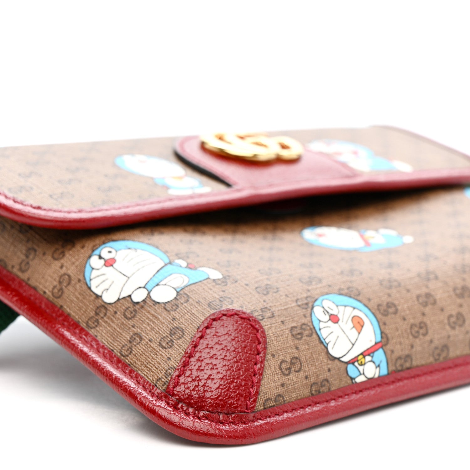 Gucci X DORAEMON Mini Vintage GG Supreme Monogram Web Slim Belt Bag Beige Cherry Red 10 of 11