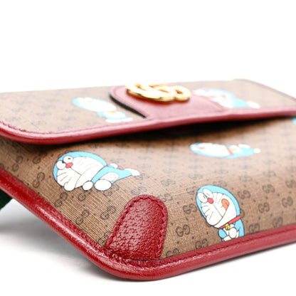 Gucci X DORAEMON Mini Vintage GG Supreme Monogram Web Slim Belt Bag Beige Cherry Red 10 of 11