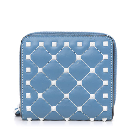 Valentino Garavani Nappa Free Rockstud Spike Compact Zip Around Wallet Cerulean 1 of 8