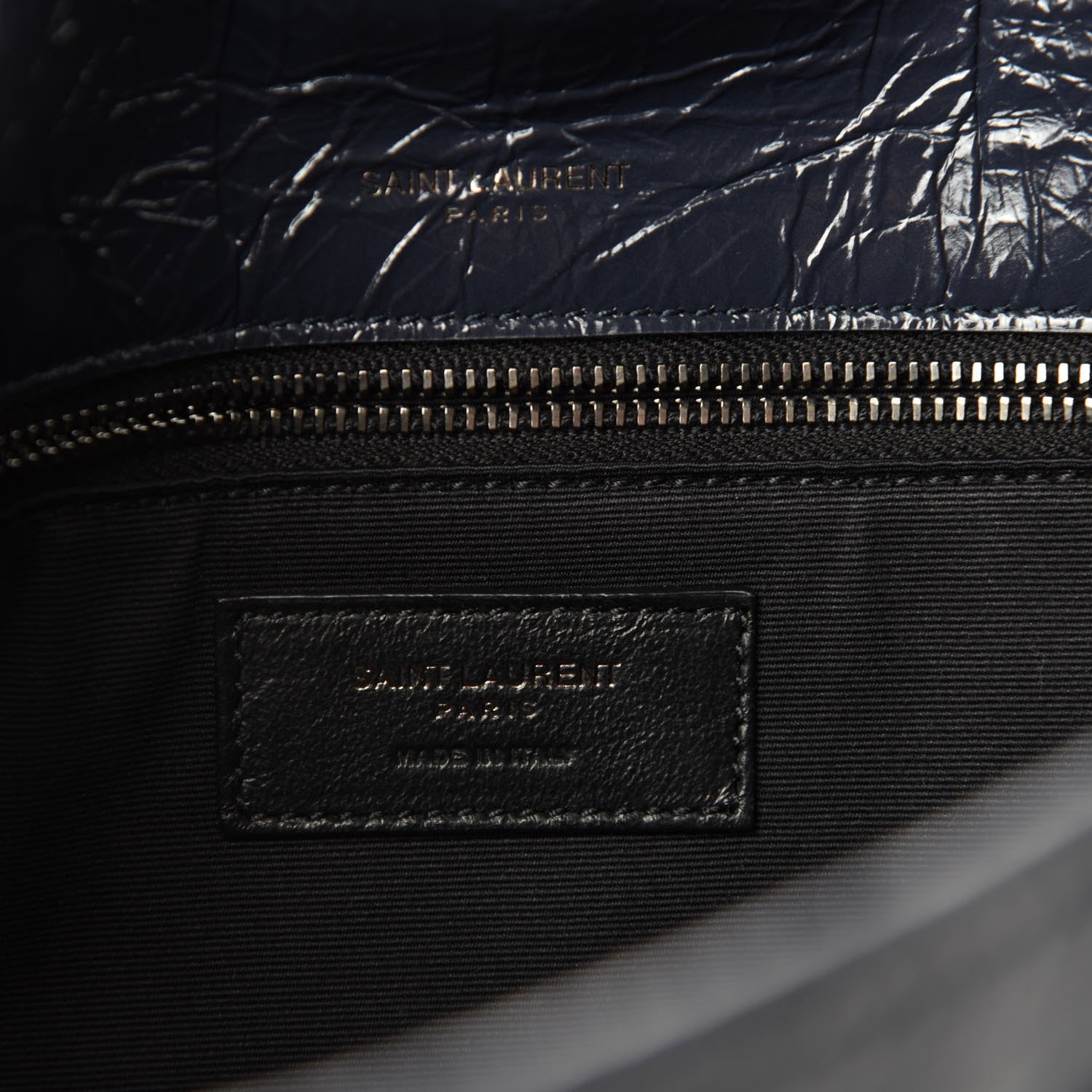Saint Laurent Crinkled Calfskin Matelasse Monogram Medium Niki Chain Satchel Deep Marine 9 of 12