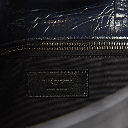 Saint Laurent Crinkled Calfskin Matelasse Monogram Medium Niki Chain Satchel Deep Marine 9 of 12