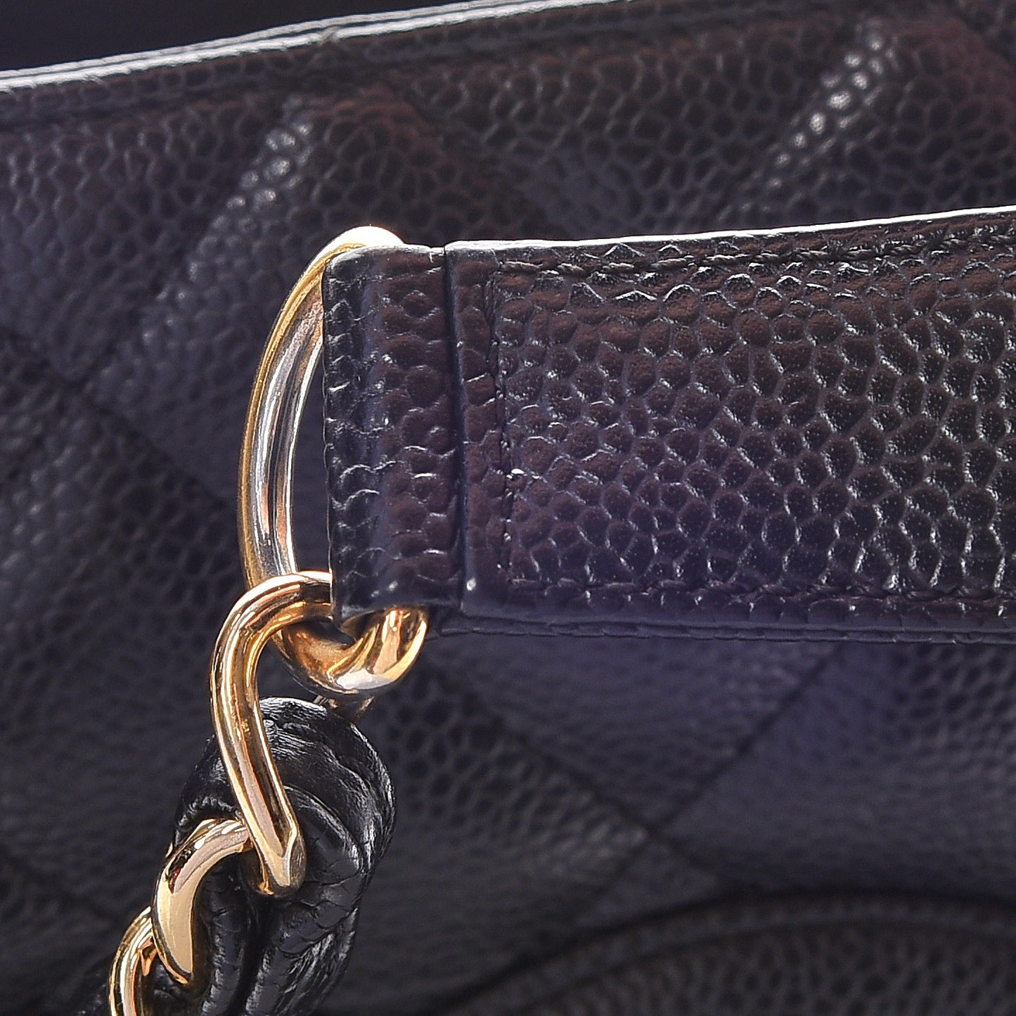Caviar Quilted Grand Shopping Tote GST Black