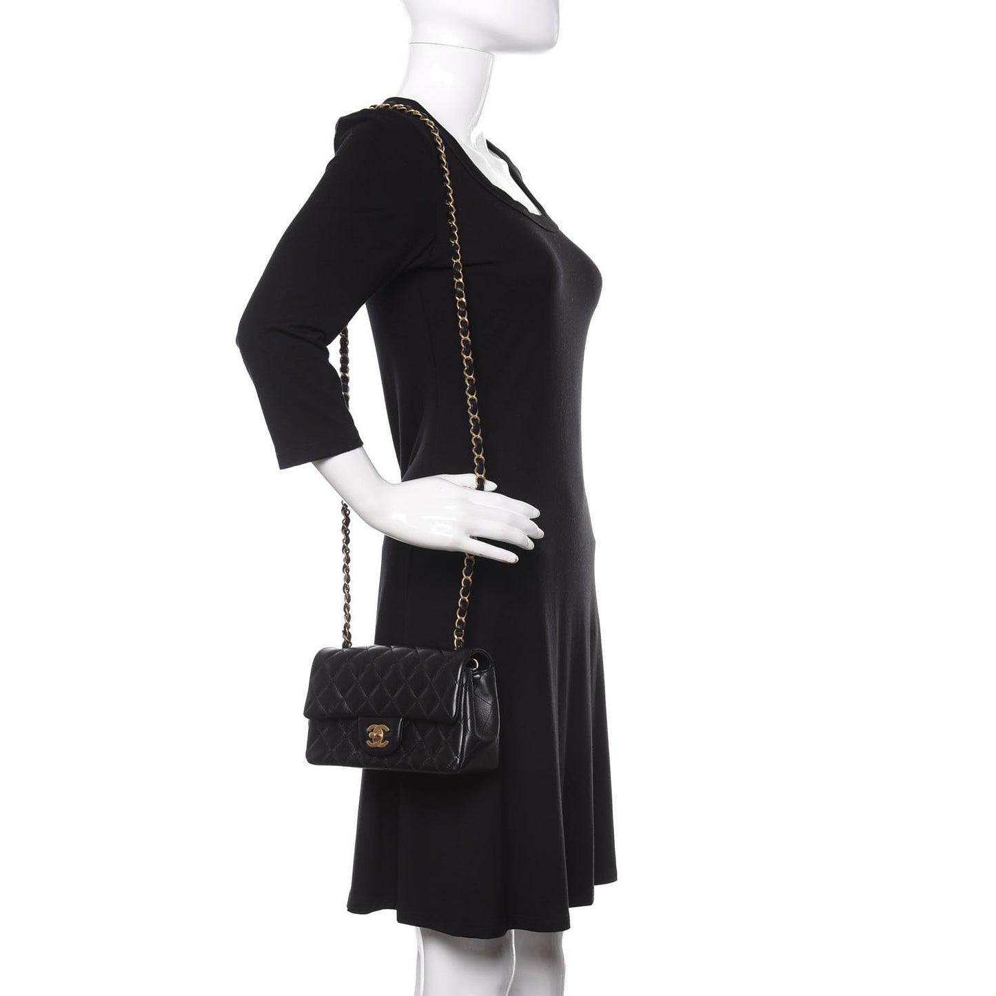 Lambskin Quilted Mini Rectangular Flap Black