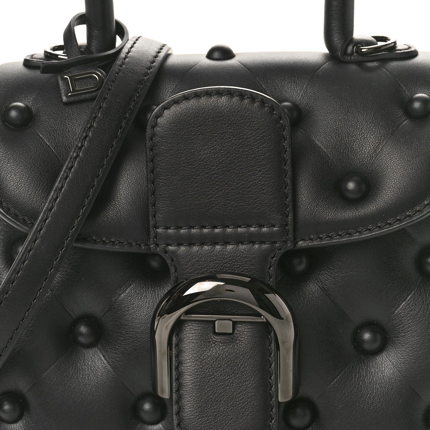 Grained Rodeo Calfskin Quilted Mini Brillant Satchel Black