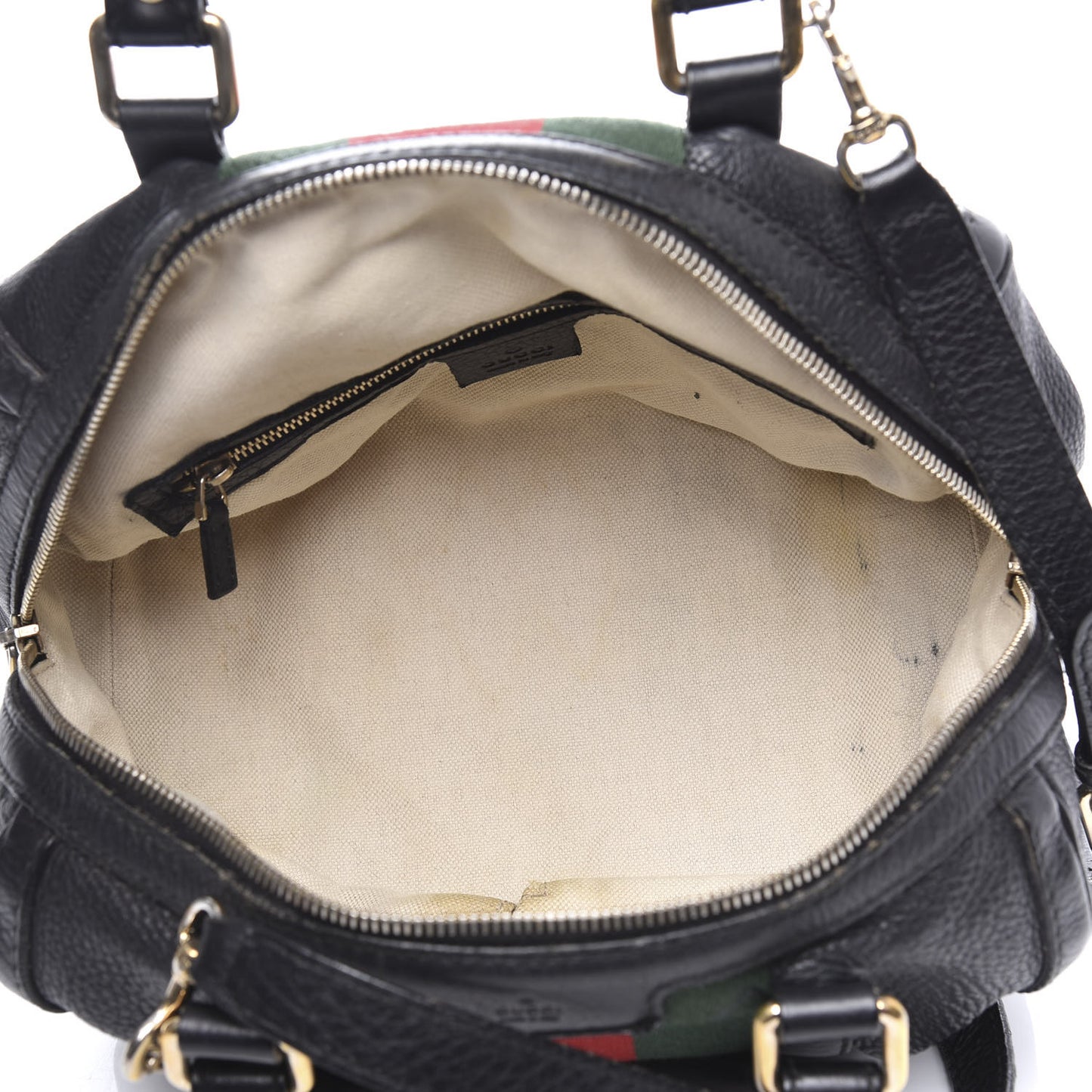 Calfskin Vintage Web Small Boston Black