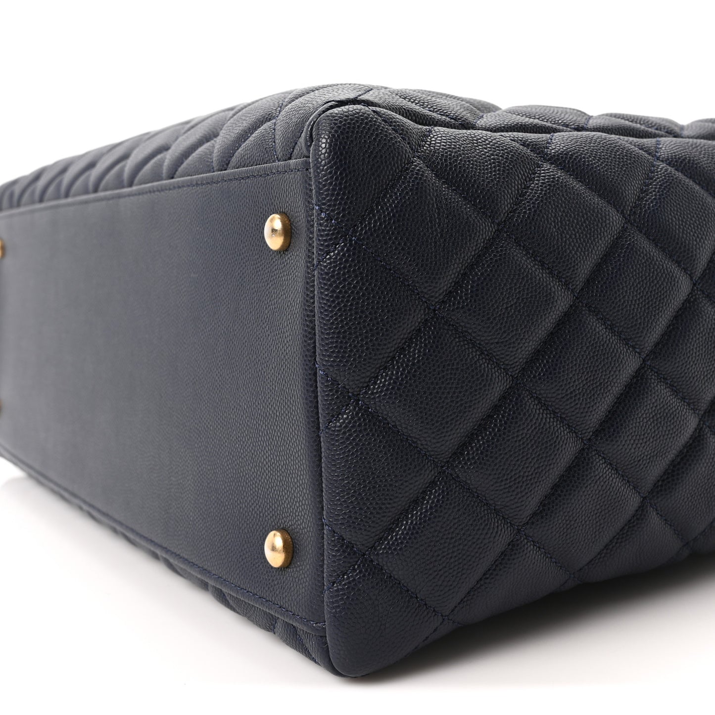 Caviar Quilted Large Coco Handle Shopping Tote Navy