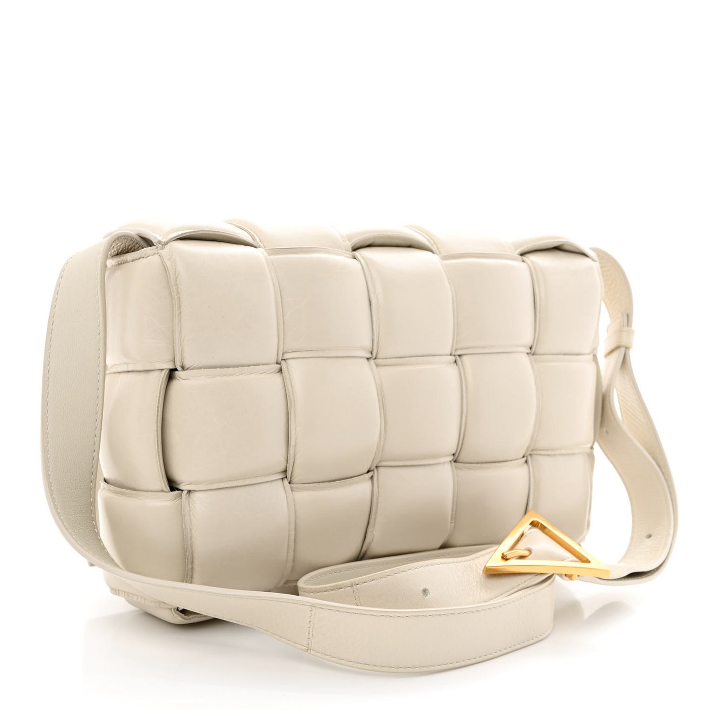 Paper Calfskin Maxi Intreccio Padded Cassette Crossbody Bag White