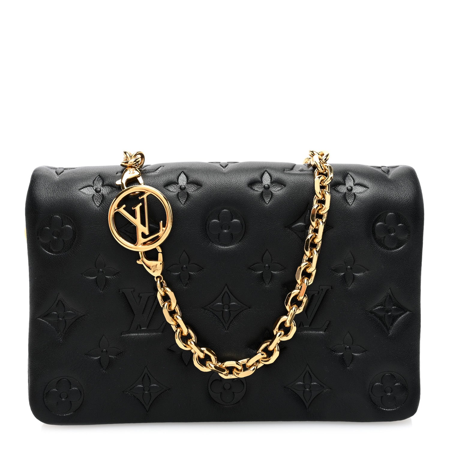 Louis Vuitton Lambskin Embossed Monogram Pochette Coussin Black 1 of 10