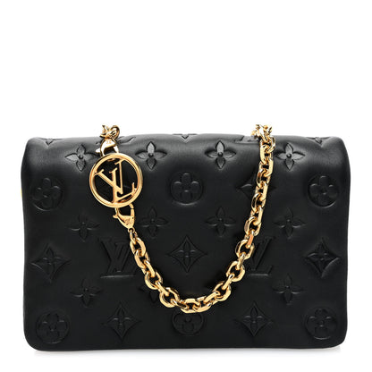 Louis Vuitton Lambskin Embossed Monogram Pochette Coussin Black 1 of 10