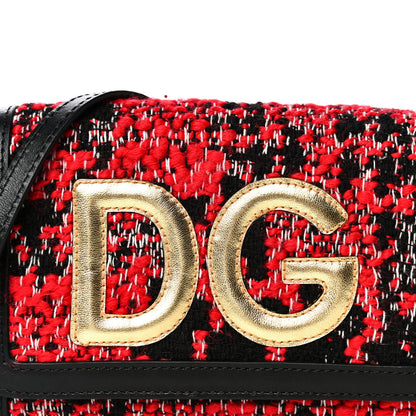 Dolce & Gabbana Tweed DG Girls Shoulder Bag Black Red 6 of 10