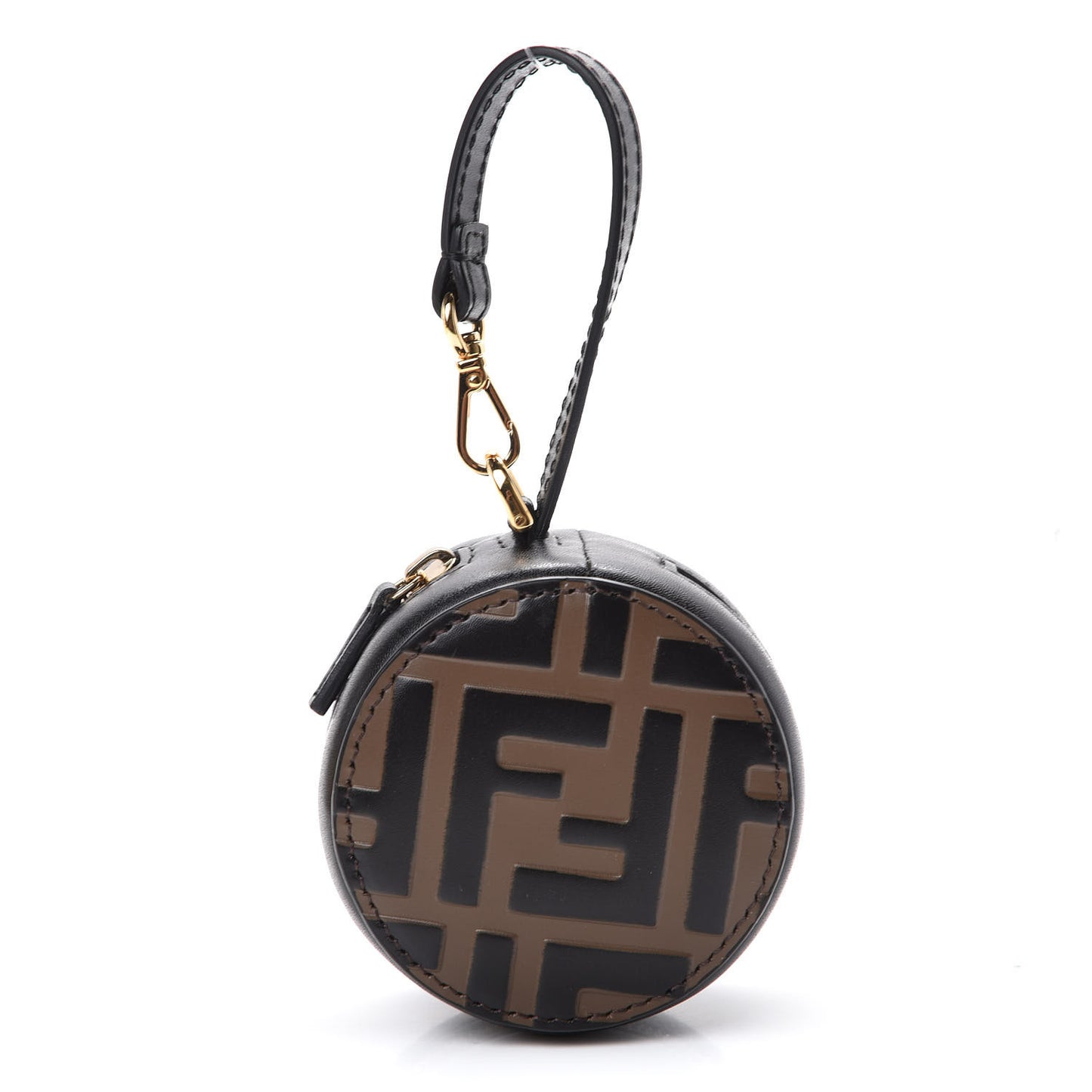 Calfskin FF 1974 Embossed Help Bag Charm Maya Black