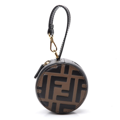 Fendi Calfskin FF 1974 Embossed Help Bag Charm Maya Black 1 of 7