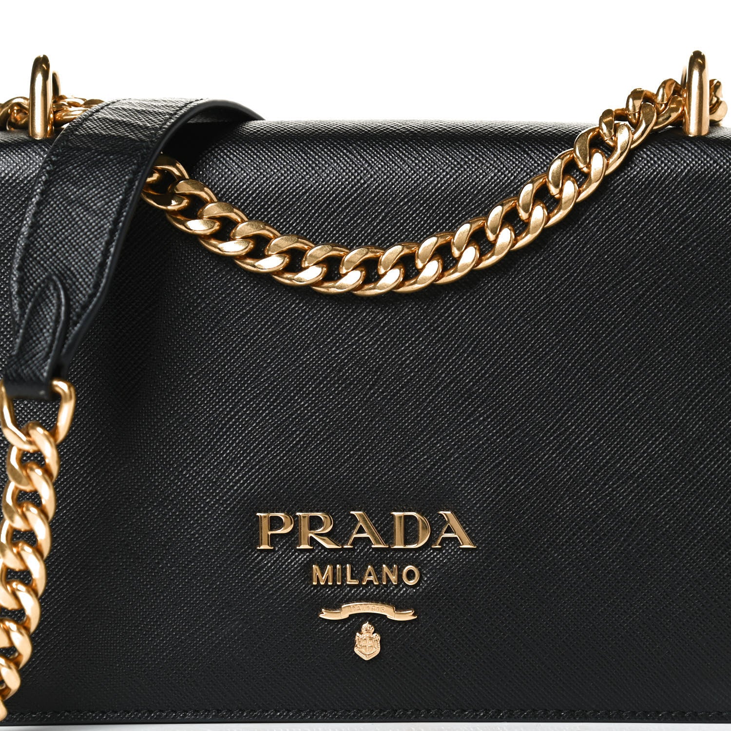 Prada Saffiano Soft Calfskin Chain Crossbody Bag Black 7 of 9